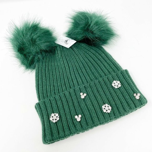 Disney Green Knit Beanie with Pom Poms - Picture 1 of 7